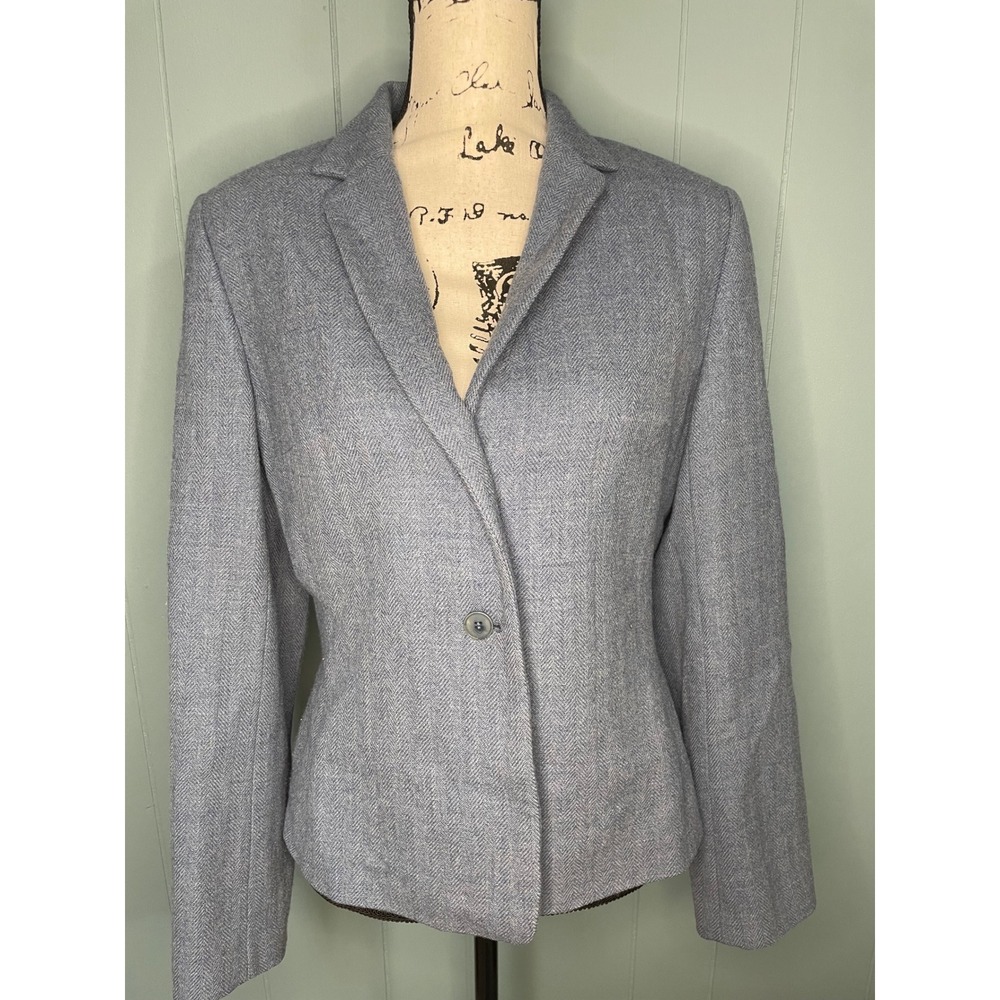 Ann Taylor Blazer Womens 10 Wool Cashmere Herringbone Jacket